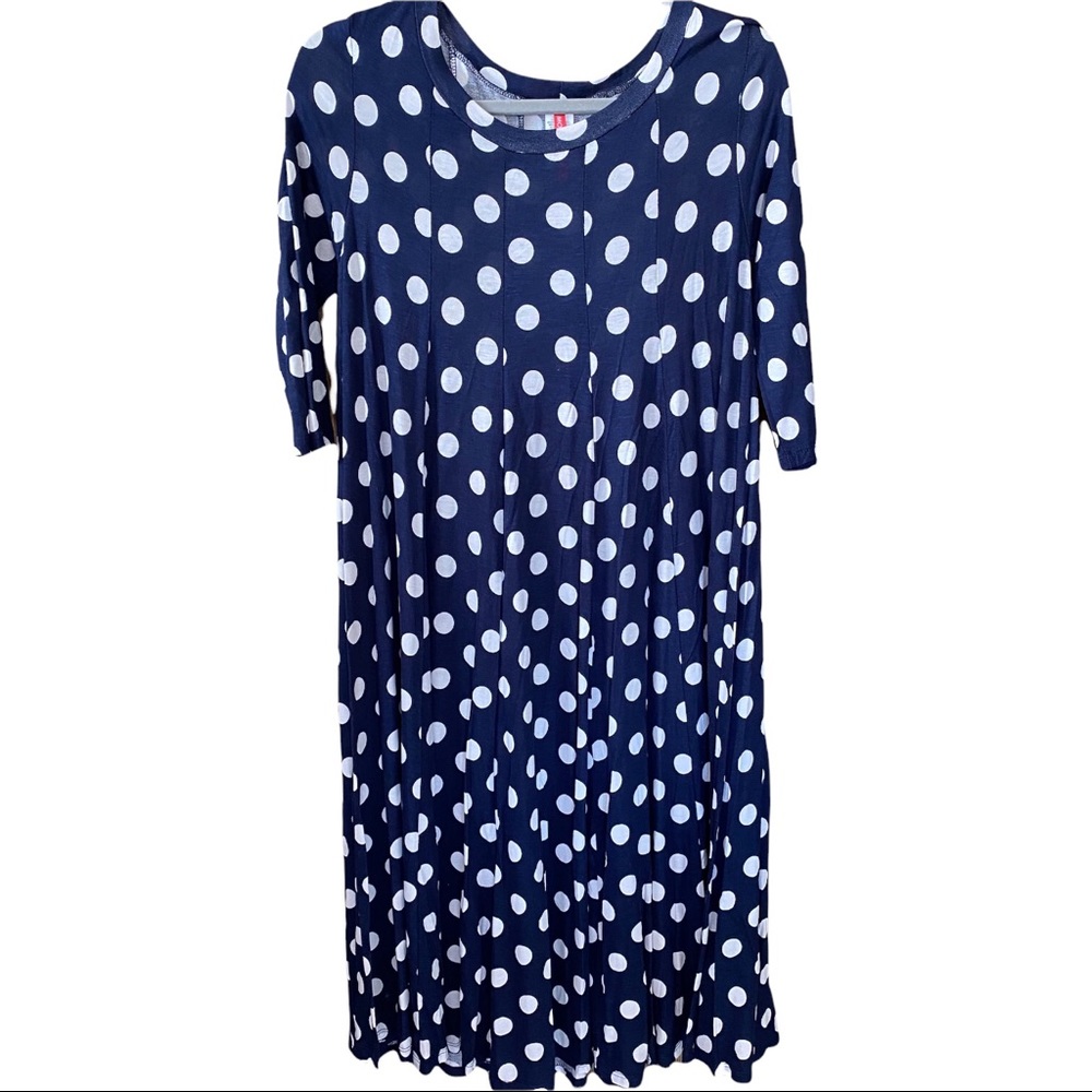 MOA COLLECTION Navy Blue Polka Dot Swing Dress Size M